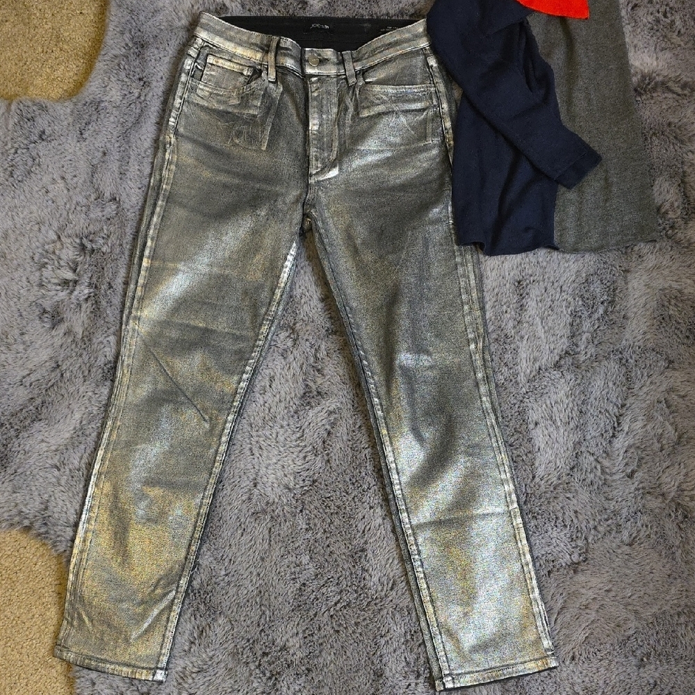 Joe's Jeans Metallic Silver Ankle Jeans